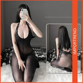 Sexy Bare Back Lace Halter Neck Stockings Lingerie